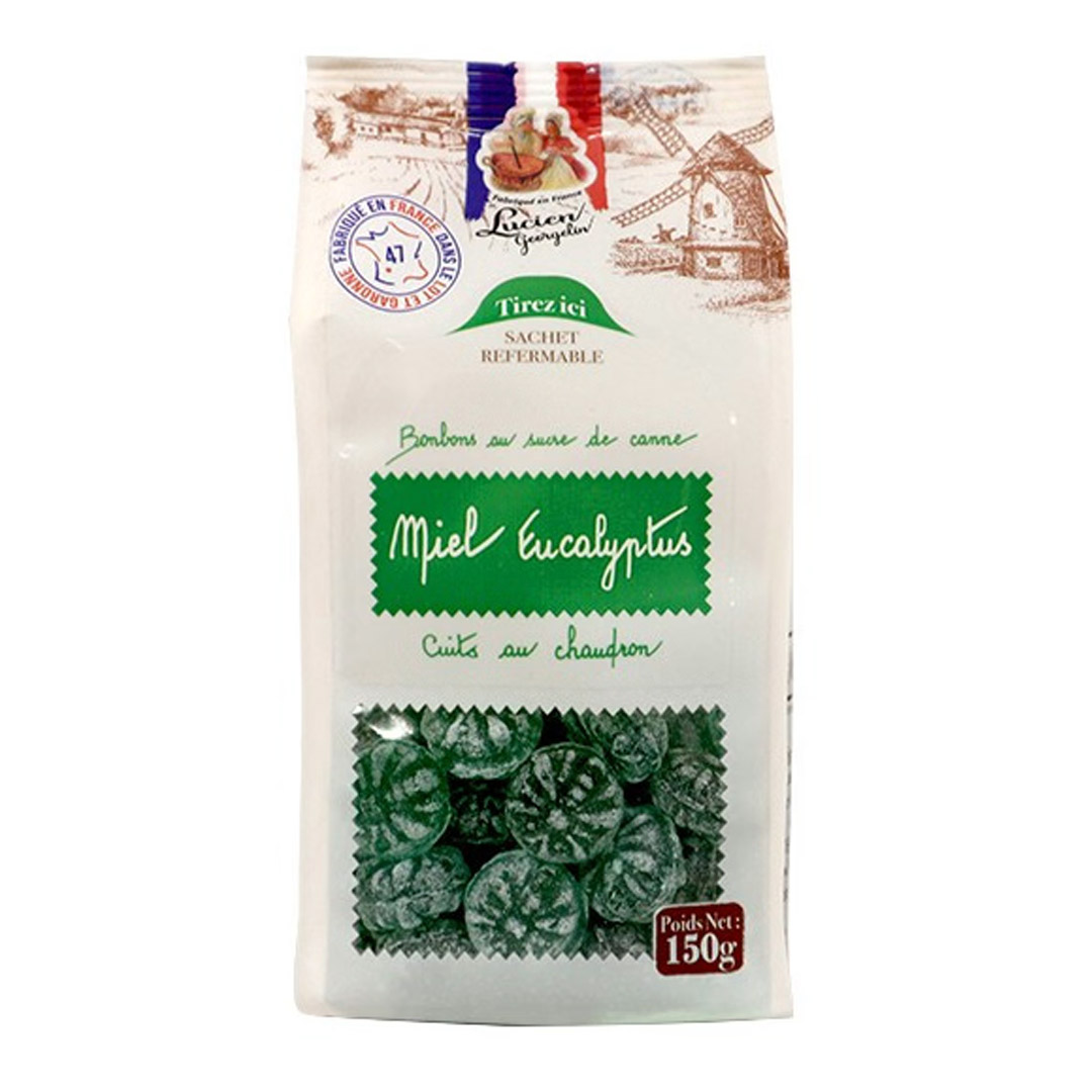 LUCIEN GEORGELIN HONEY EUCALYPTUS-FLAVORED CANDIES 150G FLAT BOTTOM - RCC0001227
