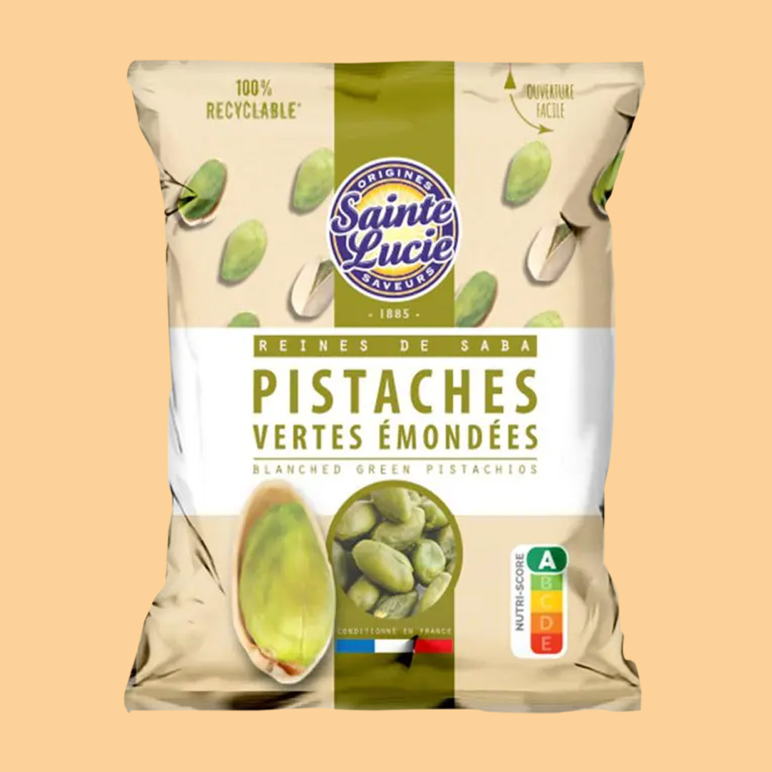 SAINTE LUCIE "QUEEN OF SHEBA"BLANCHED GREEN PISTACHIOS 50G P1837A